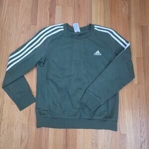 Adidas Essentials Fleece 3-Stripes Sweatshirt in a green colorway sz M